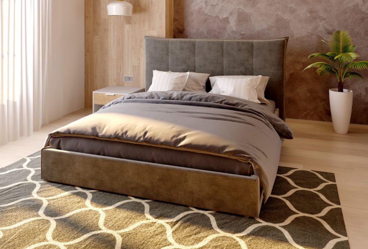Ліжко двоспальне Місті, двоспальне ліжко з м'яким узголів'ям для спальні Шик Галичина, фото 1