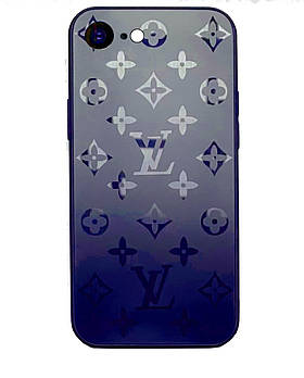 Чохол скляний Glass Case Louis Vuitton Луї Вітон для iPhone 7 (06) Deep blue синій