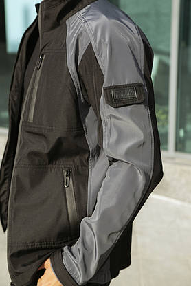 Чоловіча весняна куртка чорно-сіра Intruder SoftShell Light 'iForce', фото 3