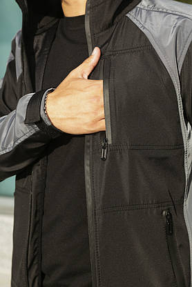 Чоловіча весняна куртка чорно-сіра Intruder SoftShell Light 'iForce', фото 2