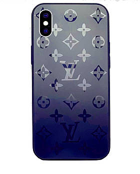 Чохол скляний Glass Case Louis Vuitton Луї Вітон для iPhone Xs Max (06) Deep blue синій