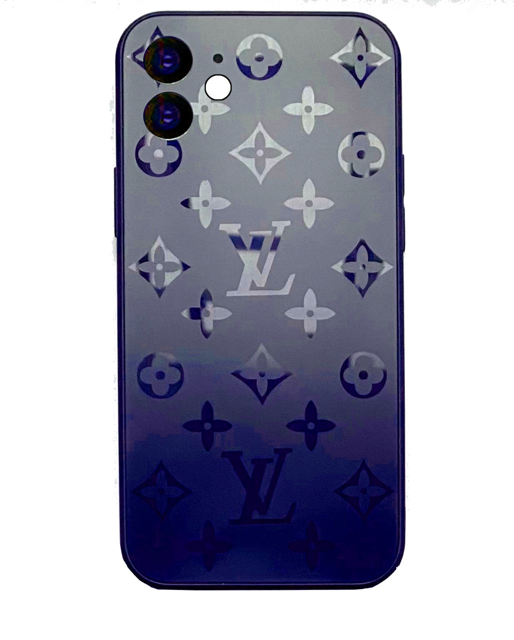 Чохол скляний Glass Case Louis Vuitton Луї Вітон для iPhone 12 (06) Deep blue синій