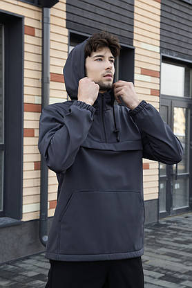Куртка анорак чоловіча сіра осіння Softshell Walkman демісезонна весняна Intruder, фото 2