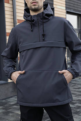 Куртка анорак чоловіча сіра осіння Softshell Walkman демісезонна весняна Intruder, фото 3