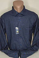 Рубашка мужская кашемир Турция серая однотонная Brossard vd-0130 классическая тёплая
