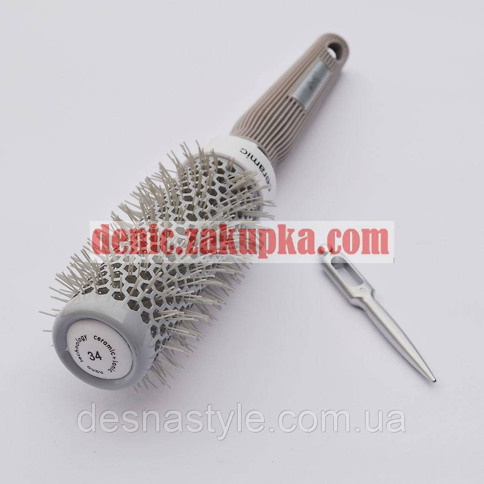 Професійний керамічний брашинг для волосся, гребінець-браш 34 мм. CERAMIC+ION "ДенІС professional"