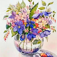 Діамантова мозаїка. Картина на підрамнику "Вишуканий букет", 30х30см