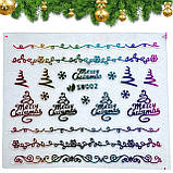 Новорічні 3D стікери-наклейки для дизайну нігтів на прозорій основі Merry Christmas 002, фото 2