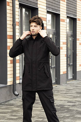 Костюм чоловічий чорний демісезонний Intruder Softshell V2.0. Куртка чоловіча, штани утеплені, фото 2