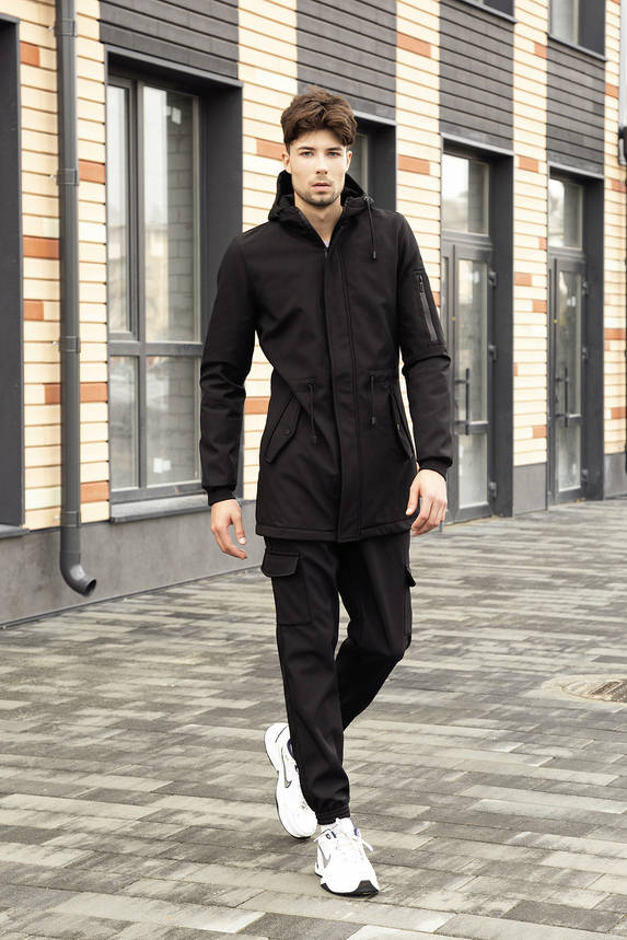 Костюм чоловічий чорний демісезонний Intruder Softshell V2.0. Куртка чоловіча, штани утеплені, фото 2