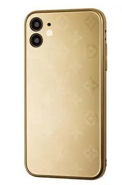 Чохол скляний Glass Case Louis Vuitton Луї Вітон для iPhone 12 (07) Gold золото