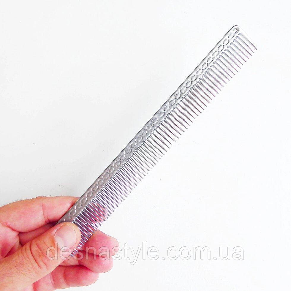 Професійний алюмінієвий гребінець для волосся "ДенІС professional" срібло 21 см