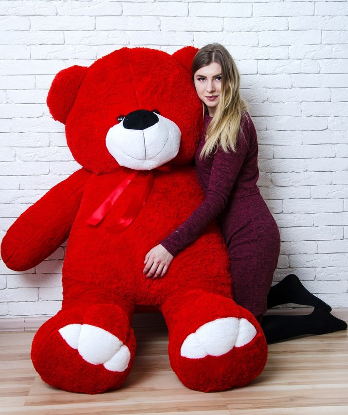 Великі плюшеві ведмедики 200 см Червоний, Ведмедики 2 метри, подарунок для дівчини на день народження