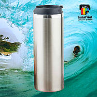 Термокухоль металевий "Starbucks" срібляста (450 мл) + друк фото/лого/картинка/ напис/прикол