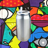 Термокухоль сріблястий (350 мл) + друк фото/лого/ картинка/ напис/прикол — термодрук