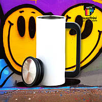 Термокухоль металевий "Starbucks" білий із ручкою + друк фото/лого/ картинка/ напис/ орнамент