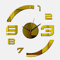 50 см, Годинник на стіну 3д, годинник стікери, незвичайні настінні годинники, настінний декор для дому Edge, колір золото