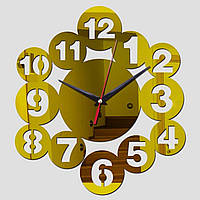 50 см, Красиві годинники на стіну, настінні годинники 3d, дизайнерські настінні годинники Bubble, колір золото