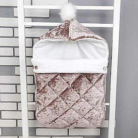 Зимовий конверт на виписку з оксамиту / зимовий чохол в коляску / конверт-чохол для новонародженого