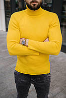 Мужской базовый гольф шерстяной желтый M L XL ХXL (46 48 50 52) водолазка свитер тёплый