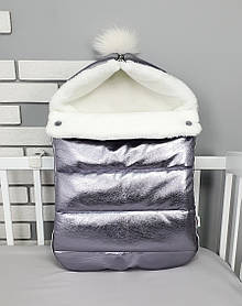 Зимовий конверт на виписку з еко-шкіри / зимовий чохол в коляску / конверт-чохол для новонародженого