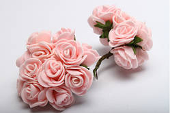 Троянда маленька рожева з фоамирана 2см(.Комплект 12 шт)