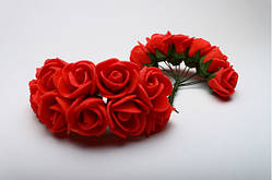 Троянда маленька  червона з фоамирана 2см(12шт)