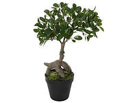 Искусственное растение Shishi "Дерево Бонсай в вазоне", зеленое и серое; h 40 см