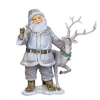 Статуэтка Санта Клаус и олень 15х14 см 12007-061 дед мороз фигурка новогодняя