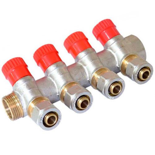 Колектор вентильний на чотири виходи 3/4х4 з плавним регулюванням і фітингом, фото 1