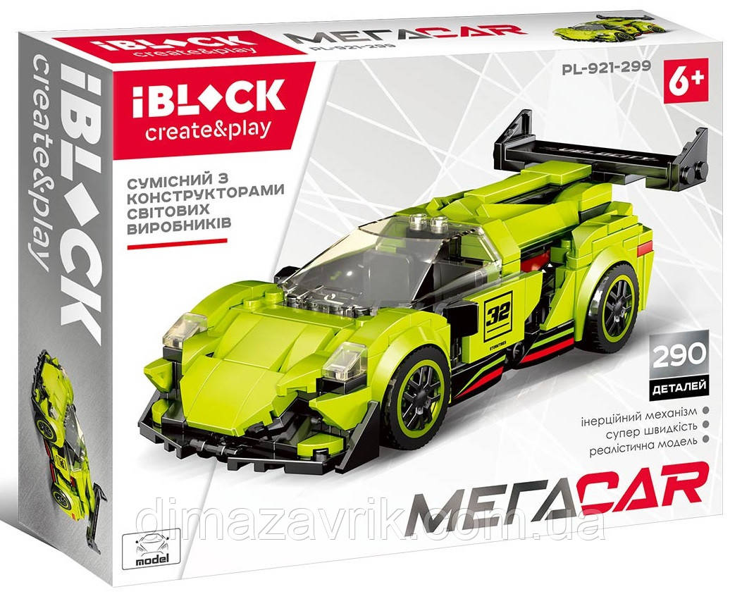 Конструктор iBlock PL-920-299 "Спорткар" 290 деталей