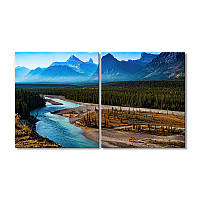 Модульная картина Art-Wood «Атабаска река в Канаде горы» 2 модуля 60x90 см