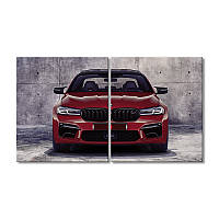 Модульная картина Art-Wood «БМВ м5 2021 красный автомобиль» 2 модуля 80x120 см