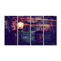 Модульная картина Art-Wood «Горящий уличный фонарь зимой» 4 модуля 120x180 см