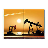 Модульная картина Art-Wood «Добыча нефти на закате» 2 модуля 120x180 см