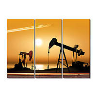 Модульная картина Art-Wood «Добыча нефти на закате» 3 модуля 60x90 см