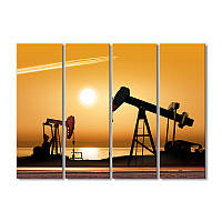 Модульная картина Art-Wood «Добыча нефти на закате» 4 модуля 80x120 см