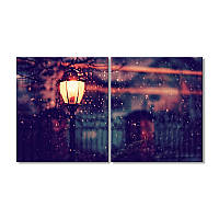 Модульная картина Art-Wood «Горящий уличный фонарь зимой» 2 модуля 90x135 см