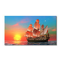 Модульная картина Art-Wood «Корабль и красный закат» 1 модуль 40х60 см
