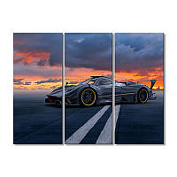 Модульная картина Art-Wood «На закате трасса для спортивных автомобилей» 3 модуля 120x180 см