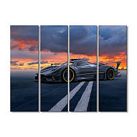 Модульная картина Art-Wood «На закате трасса для спортивных автомобилей» 4 модуля 60x90 см