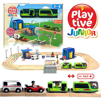 Дерев'яна залізниця PlayTive Junior "Автобан" 57 деталей Німеччина Ikea Lillabo