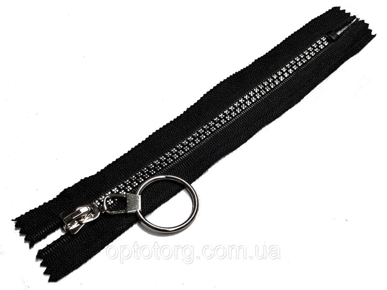 Блискавка тракторна імітація Каміння нікель 18см Тип5 з одним бігунком Kiwi