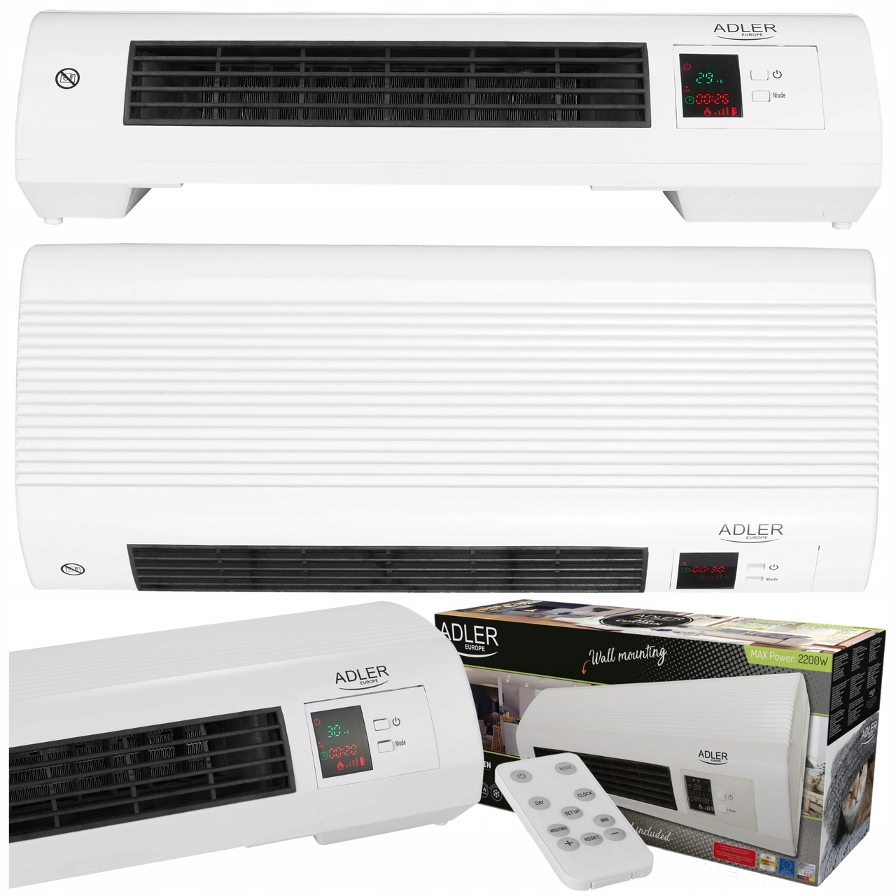 Настінний обігрівач, тепловентилятор Adler AD 7714 (2000/1000Вт, Польща), фото 1