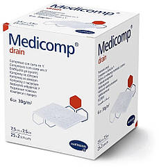 Серветки з надрізом Medicomp drain 7,5см x 7,5см 2шт з нетканого матеріалу