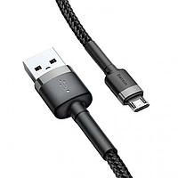 Кабель для зарядки телефона MicroUSB Android BASEUS cafule 200см |1.5A| Черный CAMKLF-CG1