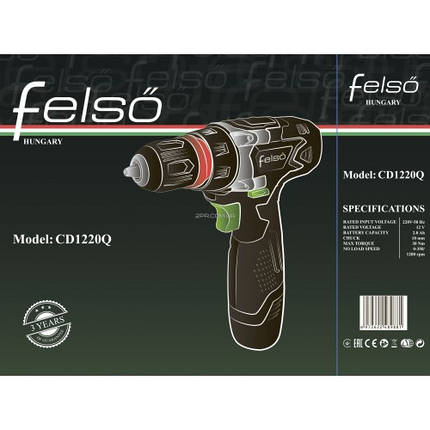 Акумуляторний дриль-шуруповерт Felső CD1220Q, фото 3