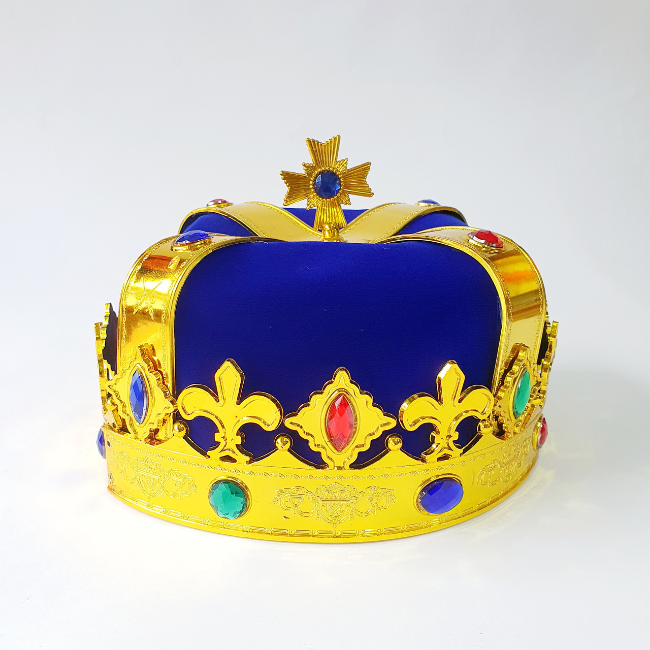 Корона Короля Царя оксамитова синя, розмір 56 см