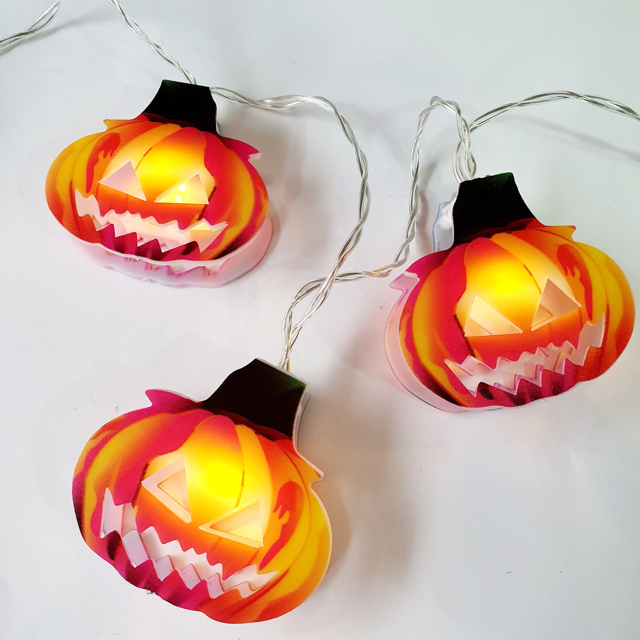 Світлова гірлянда зі злими Гарбузами на Хеллоуїн, 140 см, фото 1