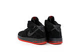 Зимові замшеві чоловічі кросівки з хутром Nike Air Force "Чорні з червоною підошвою" р.41-45, фото 5